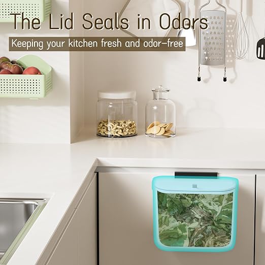 1.9 Gallon Kitchen Compost Bin Hanging Small Trash Can - Image 8