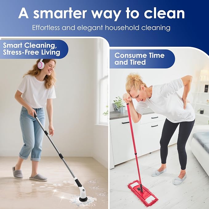 Cordless Electric Spin Scrubber, IPX7 Waterproof Rechargeable Power Cleaning - Image 2