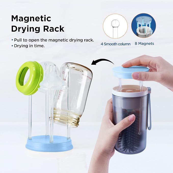 Travel Bottle Brush with Portable Bottle Drying Rack, Travel Essentials - Image 3