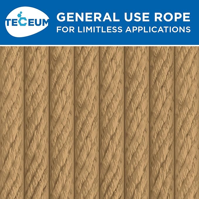 TECEUM Cotton Rope 3/16” – 100 FT – Strong All-Purpose Braided Rope – Natural - Image 9