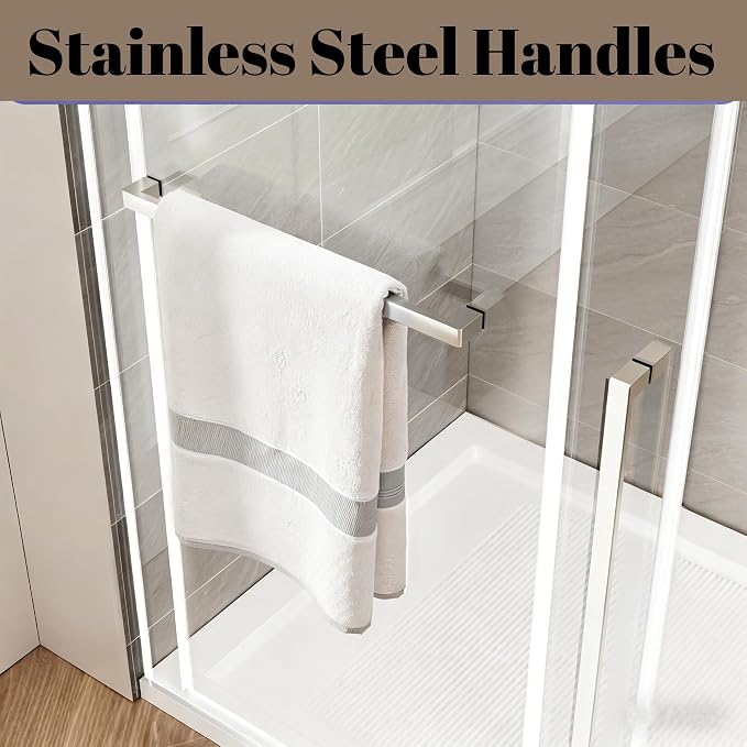 Frameless Shower Door, 44-48" W x 76" H 5/16" 8mm Glass Sliding Shower Doors - Image 6