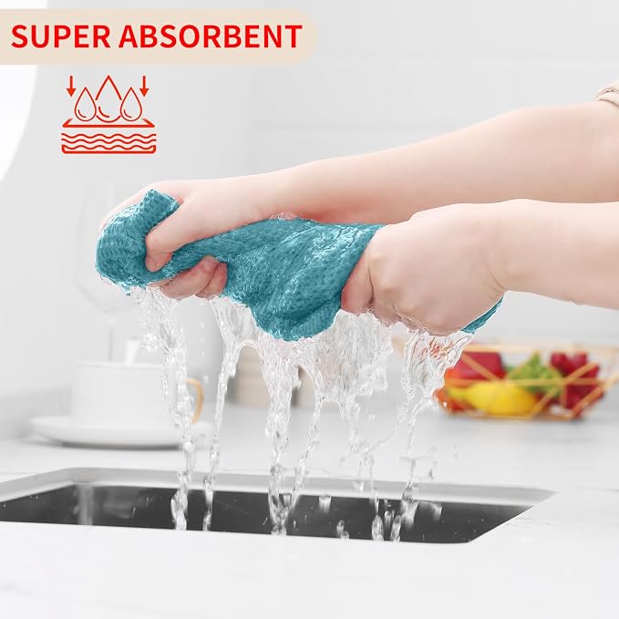 Homaxy 100% Cotton Waffle Weave Kitchen Dish Cloths, Quick Drying Dish Rags - Image 3