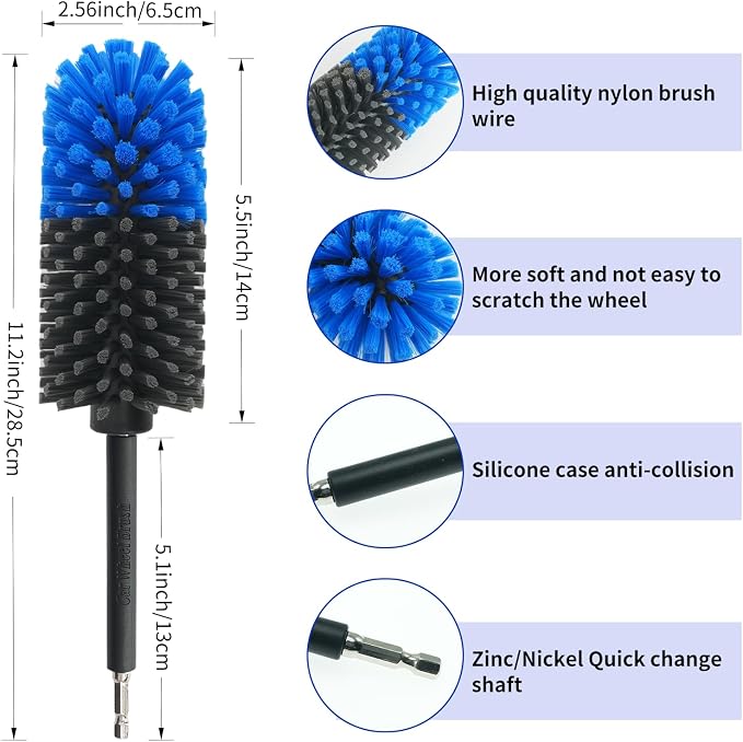 Wheel Brush, Soft Drill Wheel Cleaner Brush, Drill Brush - Image 3