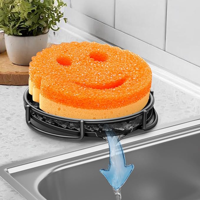 Stainless Steel Smiley Face Dish Sponge Holder, Soap Bar Dishes by Unknown