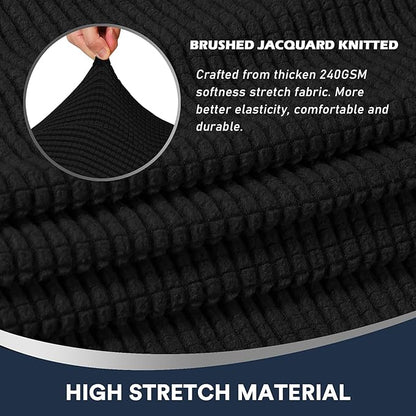 Stretch Sofa Arm Covers Spandex Jacquard Anti-Slip Couch Armrest Protector for Sofa Couch Chair Recliner, Set of 2, Black