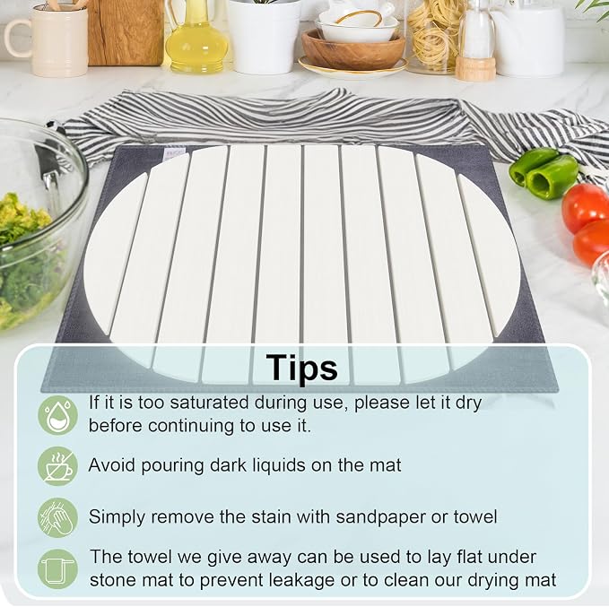 Stone Dish Drying Mat for Kitchen Counter, Versatile Stone Drying Mats for Cups - Image 7