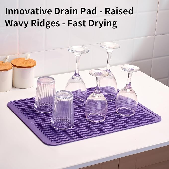 ZLR Silicone Dish Drying Mat for Kitchen Counter, Eco-Friendly Fast Dry Dish Mat - Image 8
