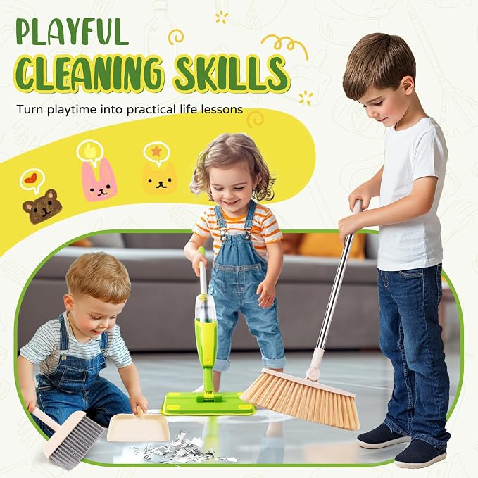Kids Cleaning Toy Set, Mini Spray Mop Montessori Toys Pretend Play Cleaning Tool - Image 6