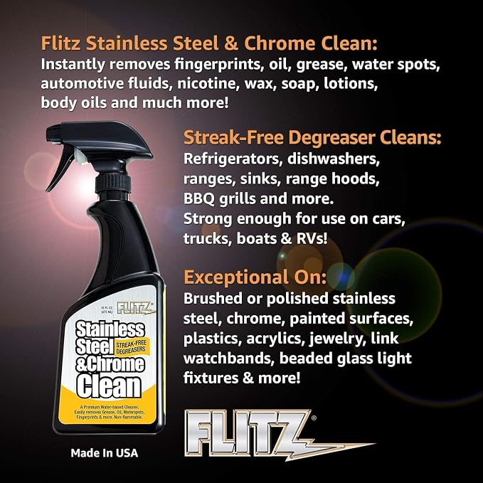 Flitz Stainless Steel & Chrome Clean - 16oz Bottle - Image 8