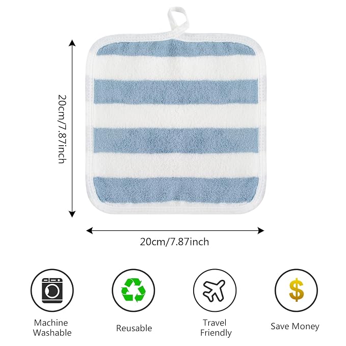 SINLAND Microfiber Facial Cloths Fast Drying Washcloth 8inch x 8inch Absorbent - Image 2