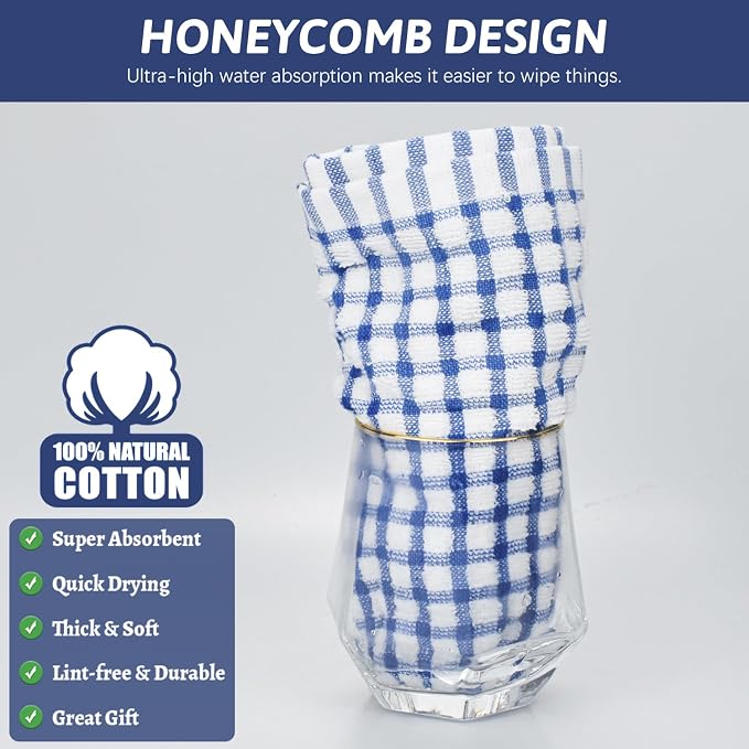 Nialnant 8 Pcs Kitchen Dish Rags, 100% Cotton Kitchen Towels Soft Absorbent - Image 3