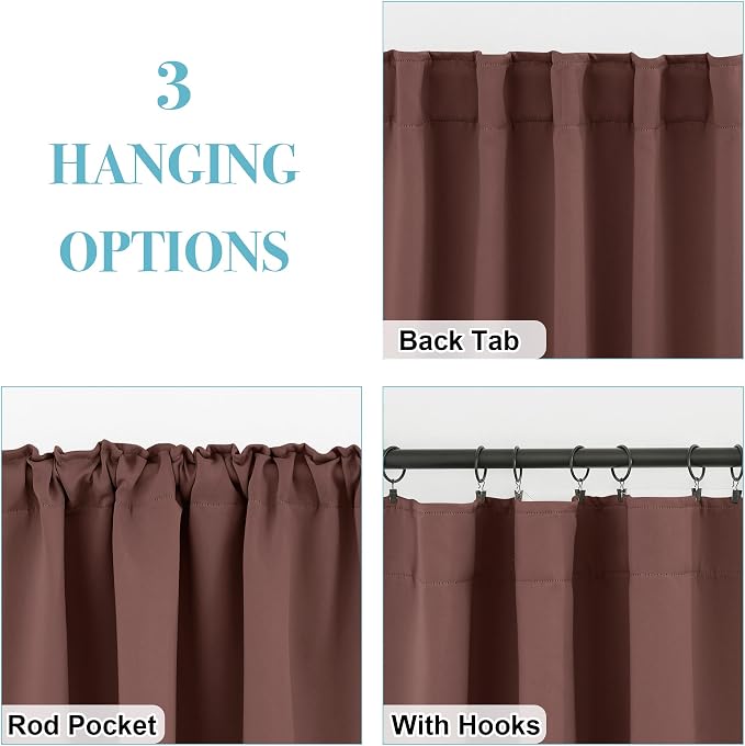 RYB HOME Blackout Curtains for Bedroom, Small Windows Shades Thermal Insulating - Image 2