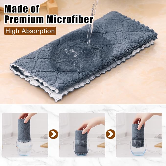 Mordimy 12 Pack Kitchen Towels, Super Soft and Absorbent Dish Towels, Coral - Image 3