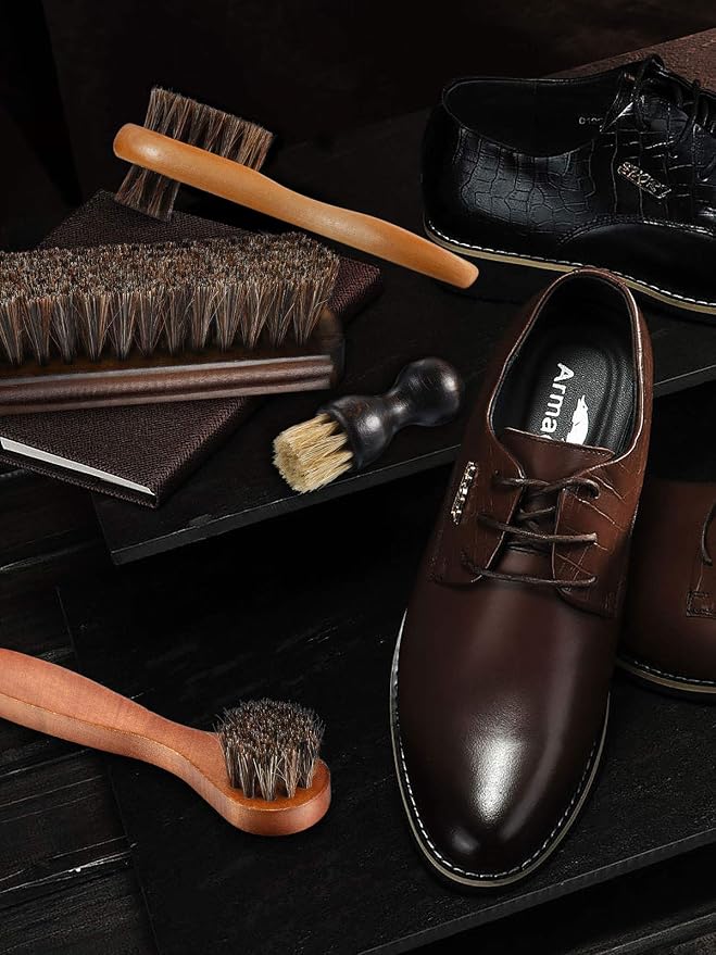 Youngjoy 6 Pieces Horsehair Shine Shoes Brush Kit Polish Dauber Applicators - Image 6