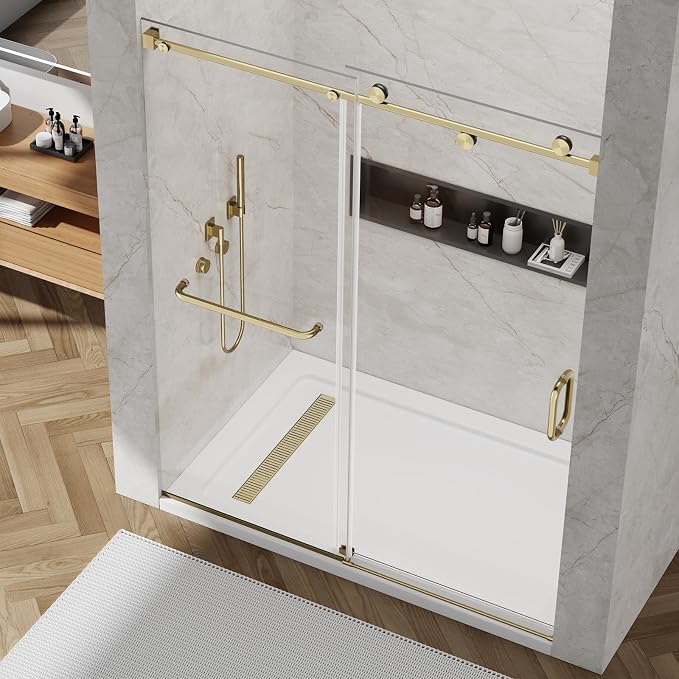 56-60" W x 76" H Frameless Sliding Shower Door, Frameless Shower Door, Shower - Image 3