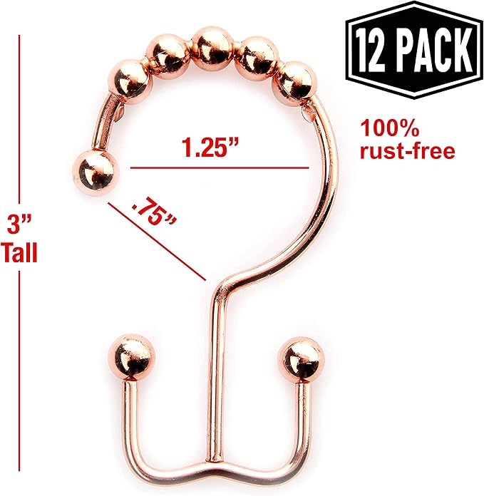 2lbDepot Copper Shower Curtain Hooks Rings, Premium Rust-Resistant Stainless - Image 2