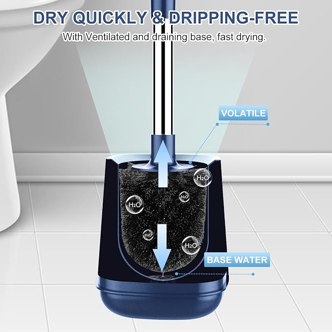 SetSail Toilet Brush and Holder, Self Closing Lid Toilet Bowl Brushes Holder - Image 5