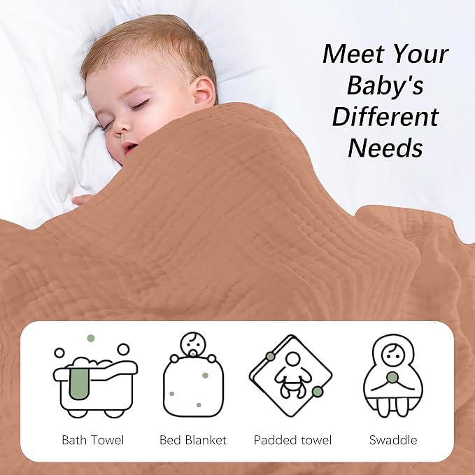 SWEET DOLPHIN Muslin Baby Bath Towels Blanket - Image 5