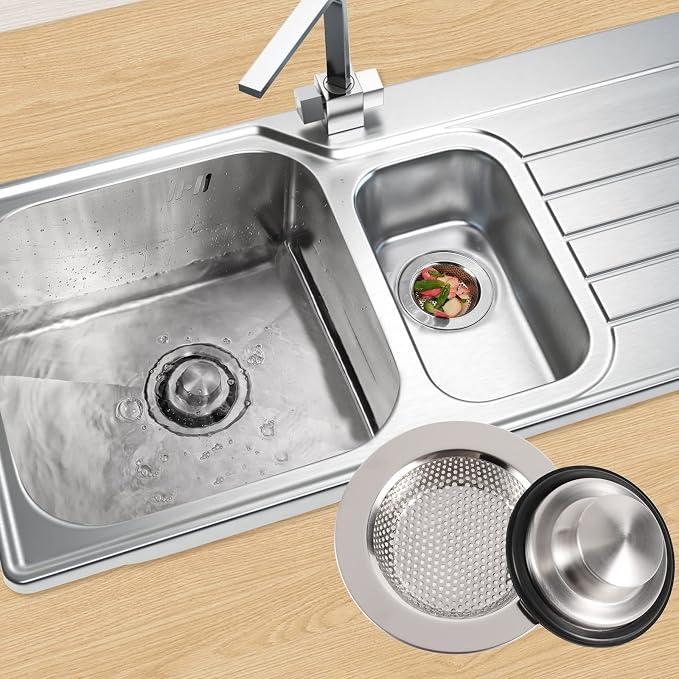 RQYEKDO Polished Kitchen Sink Strainers Sink Stopper Kits, Stainless Steel Sink - Image 3