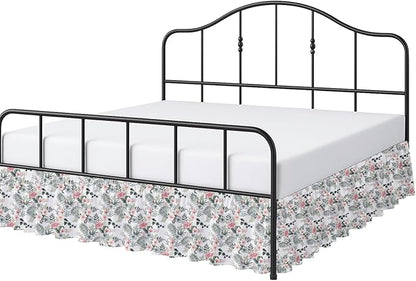 Cottington Lane Ruffled Bed Skirt Full Size with Split Corner, Brushed Microfiber Hotel Quality Dust Ruffle, 15 Inch Drop Gathered Bedskirt, Soft, Stylish, Shrink & Fade Resistant, Petal Dream