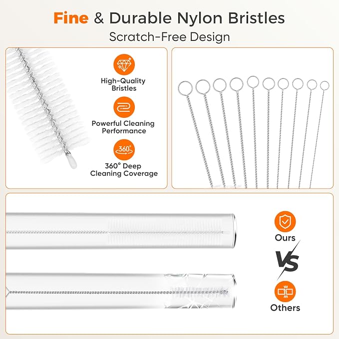 10-Packs Premium Straw Cleaner Brush in Mixed Sizes, 8IN Long Reusable - Image 4