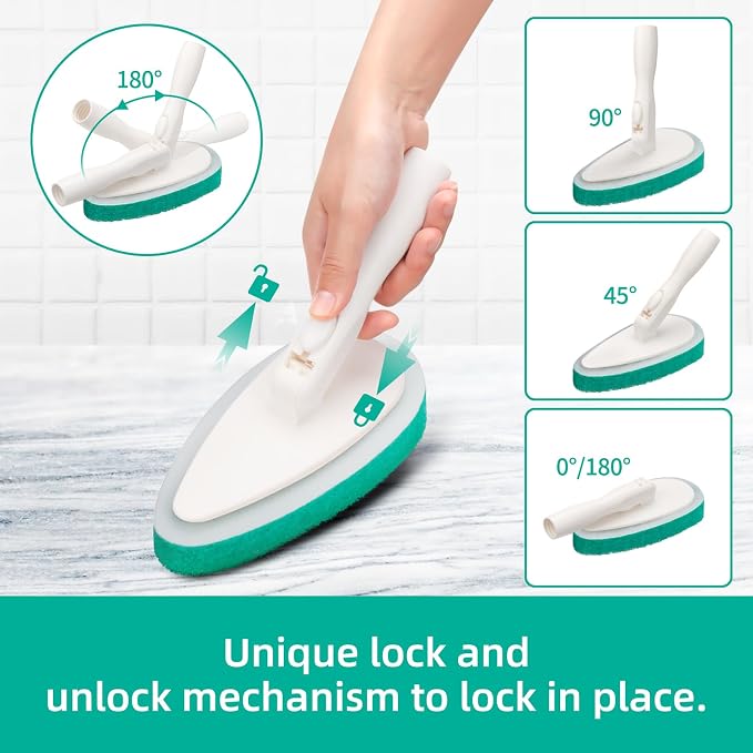 Qaestfy 4-in-1 Tub and Tile Shower Scrubber, Soft & Stiff Bristles Bathroom - Image 4
