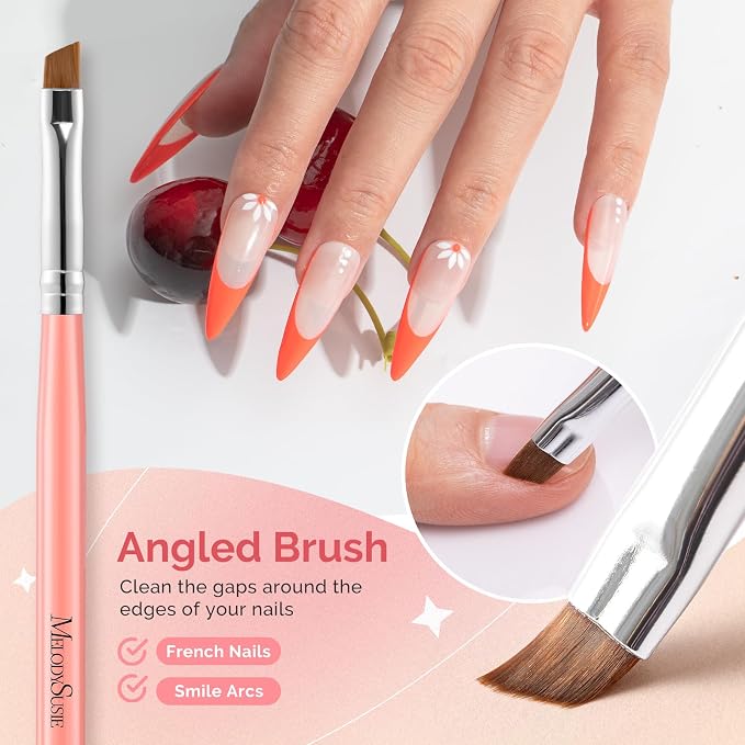 MelodySusie 3Pcs Nail Art Clean Up Brushes, Flat/Oval/Angled Gel Nail Brushes - Image 4