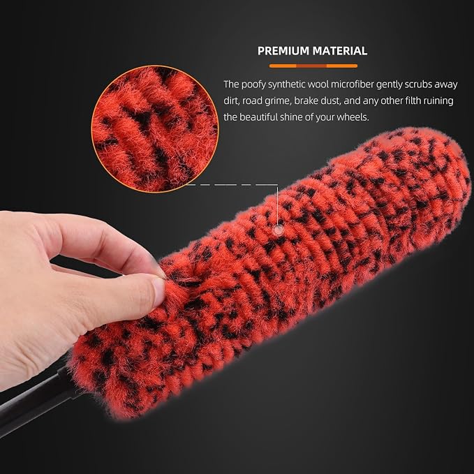 SPTA 1 Pc Soft Microfiber Extended Reach Rim Drill Wheel Brush, Microfibre - Image 6