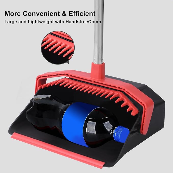 Upgrade Broom and Dustpan Set, Large Upright Stand Up Broom and Dustpan - Image 3