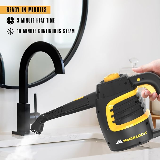 McCulloch MC1230 Handheld Steam Cleaner, 10 Minute Runtime, 11 Accessories: Jet - Image 3