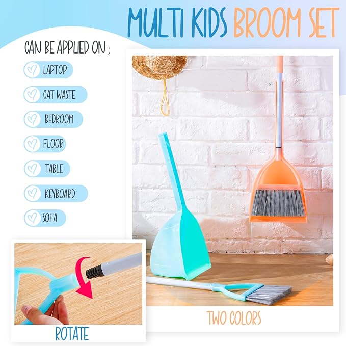 Roshtia 2 Pcs Mini Broom with Dustpan - Image 7