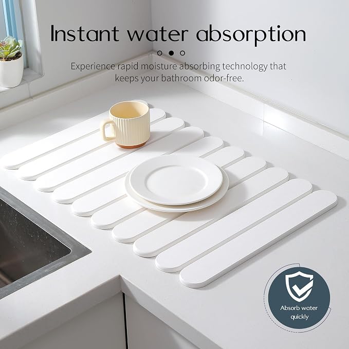 Large White Stone Dish Drying Mats - Image 3