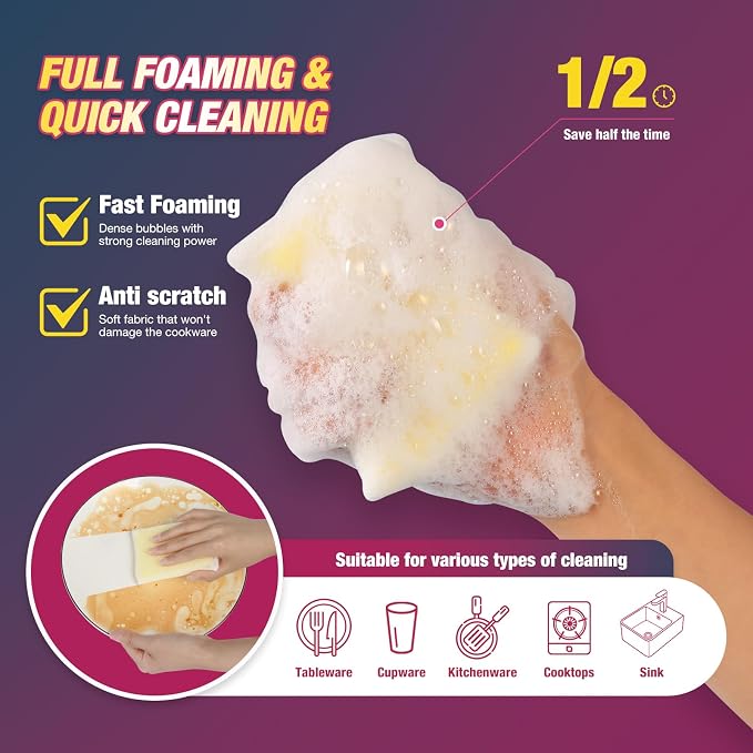 16 Pads Kitchen Sponges All-Purpose Non Scratch Dish Sponge，Multipurpose Used - Image 5