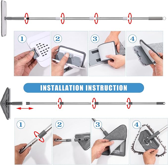Mops for Floor Cleaning with 57" Long Handle, Wall Cleaner Mop with 84'' Handle - Image 6