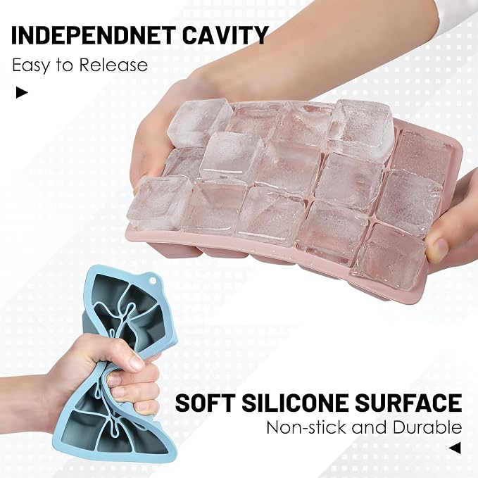 Silicone Ice Cube Trays 3Packs, Easy Release Ice Cube Molds - Image 5