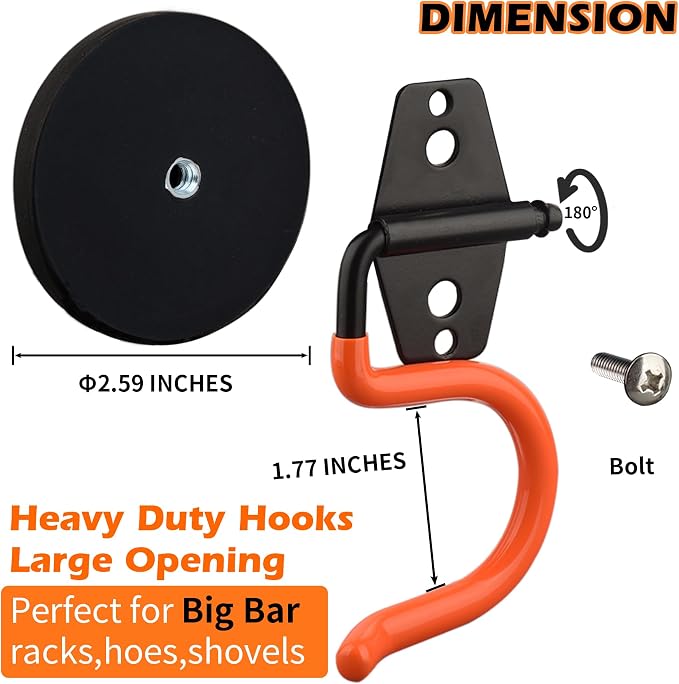 MUTUACTOR Magnetic Broom Holder, Non-Slip Garage Storage Hooks Heavy Duty - Image 5