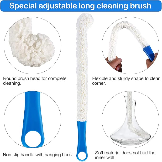 3 Pieces Decanter Cleaning Brush Flexible Bottle Scourer and 400 Pieces - Image 3