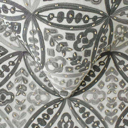 The HomeCentric King/Queen/Twin Gray Designer King 90"x18" Bed Runner Without Pillow Cover, Moroccan, Pearl, Geometric & Embroidered Bed Scarf on Embroidered Fabric - Meryem