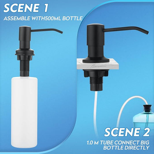 CREA Dish Soap Dispenser for Kitchen Sink, Built in Countertop Kitchen Soap - Image 2
