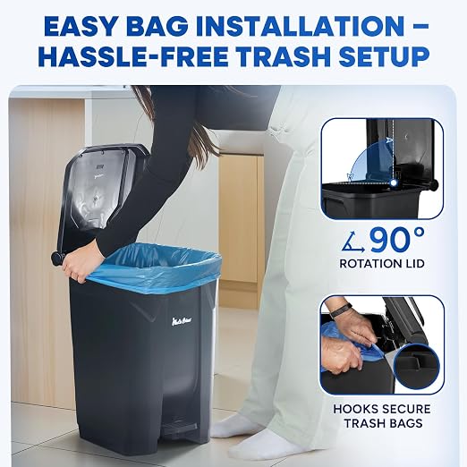14 Gallon Step-On Trash Can/Container, Hands-Free Disposal - Image 2
