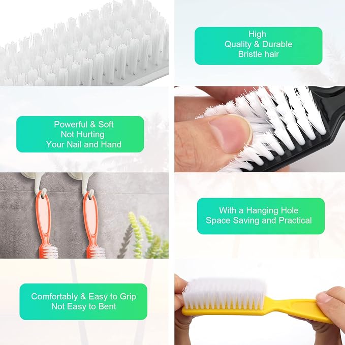 24 Pcs Handle Grip Nail Brush, NICEMOVIC Hand Fingernail Cleaner Brush Manicure - Image 5