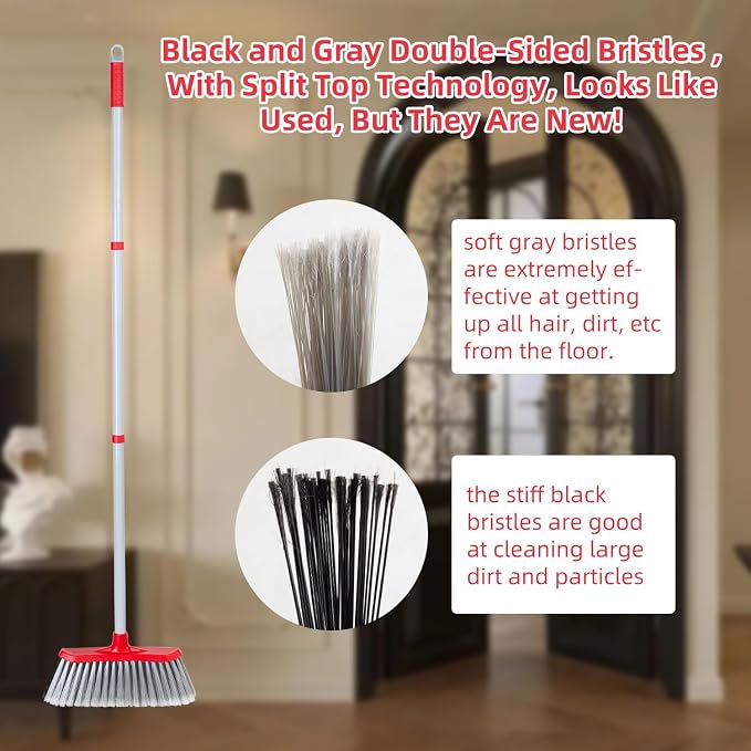 SDSM Indoor Outdoor Broom, Unique Double-Sided Bristles Long Handle Heavy Duty - Image 5