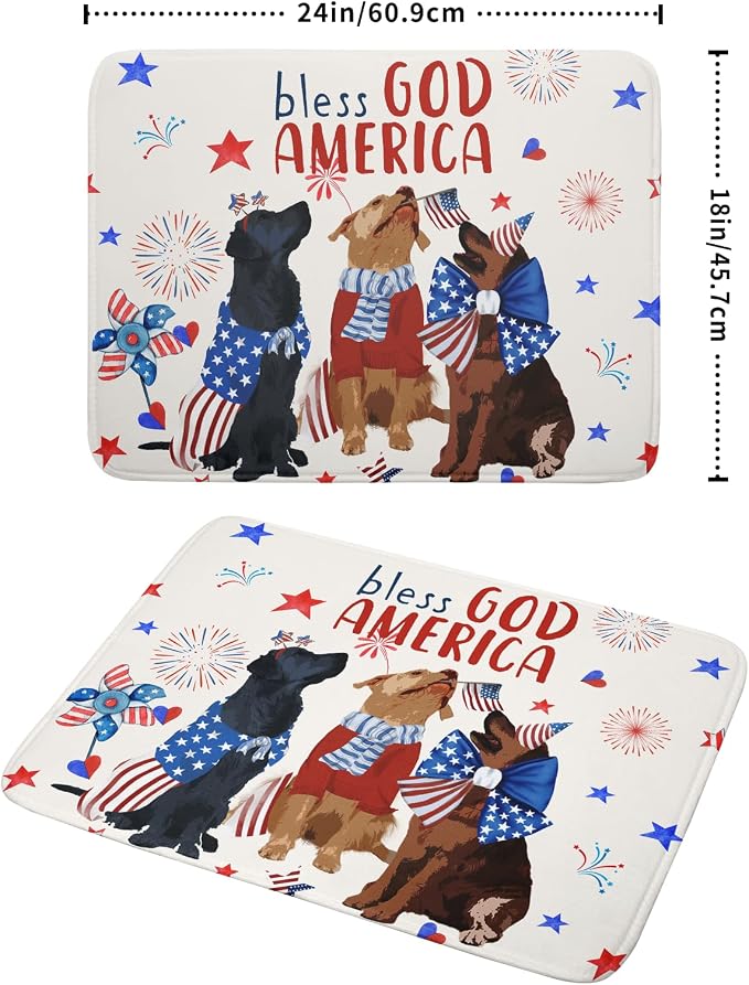 Giwawa 4th of July Patriotic Dogs Dish Drying Mat American Independence Day - Image 2