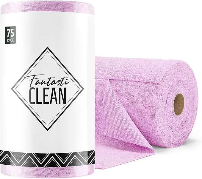 Fantasticlean Microfiber Cleaning Cloth Roll -75 Pack, Tear Away Microfiber by Fantasticlean