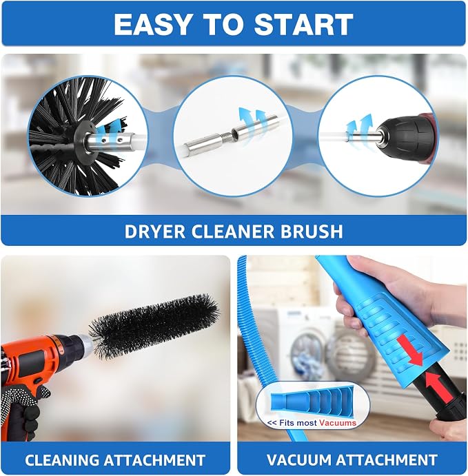 22-Piece 60-Feet Dryer Vent Cleaner Kit, Dryer Vent Cleaning Kit Lint Remover - Image 5