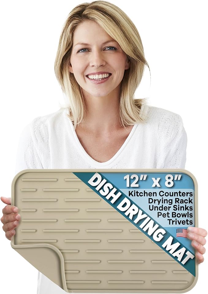 Large Silicone Dish Drying Mat for Kitchen Counter or Under Sink, Waterproof by LISH