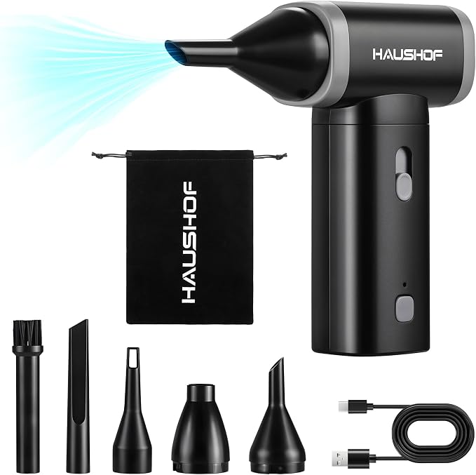 HAUSHOF 8V Mini Electric Air Duster-110, 000RPM High Power Compressed Air blower by HAUSHOF