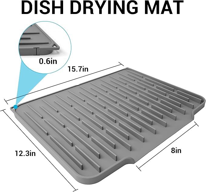 Silicone Dish Drying Mat for Kitchen Counter, Foldable & Heat Resistant Drying - Image 2