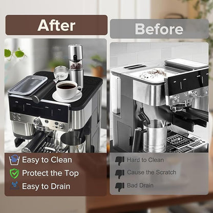 1 Pcs Top Mat for Ninja Luxe Cafe Espresso Machine ES601 & ES701, with Barista Towel and Coffee Cleaning Brush, Clean and Protects Top Surface, Anti-scratch, Non-Slip Silicone Coffee Machine Mat