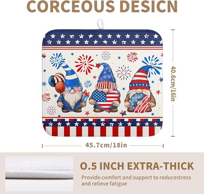 Patriotic Gnome Drying Mat 16x18 Inch American Memorial Day Independence Day - Image 2